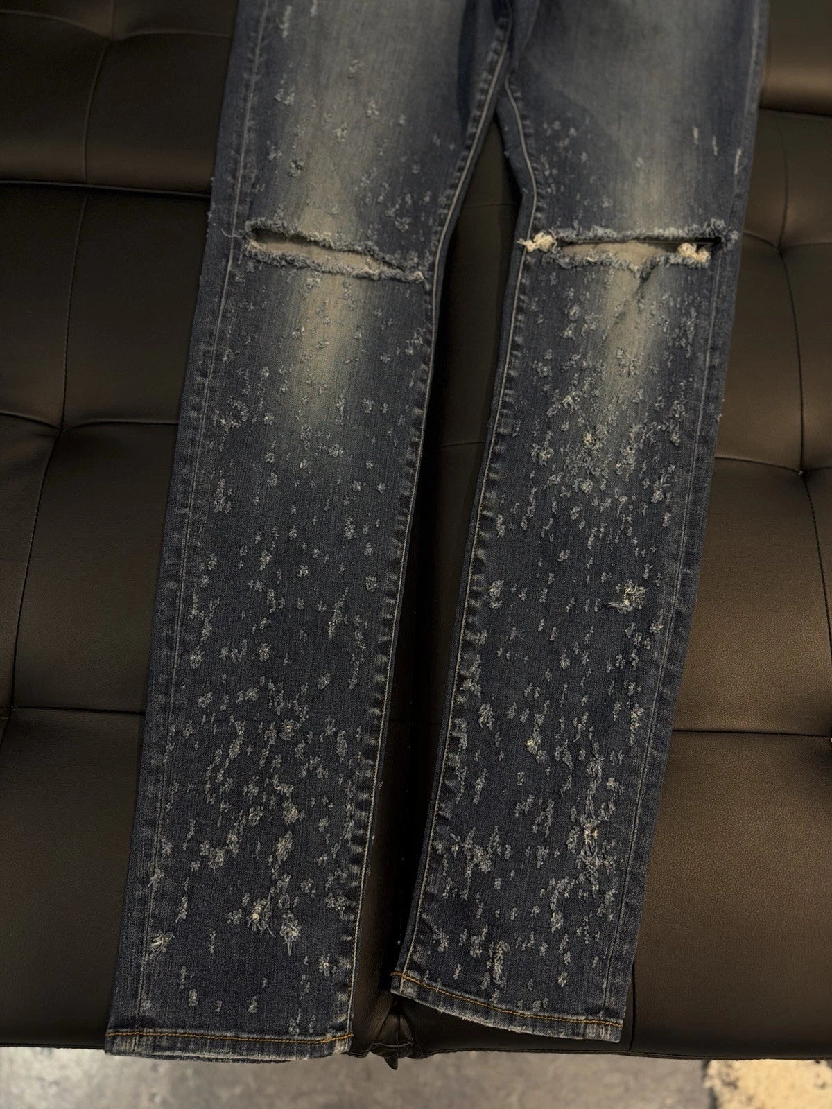 Amiri Blue Ripped Leg Jeans - Deadstockdenimla