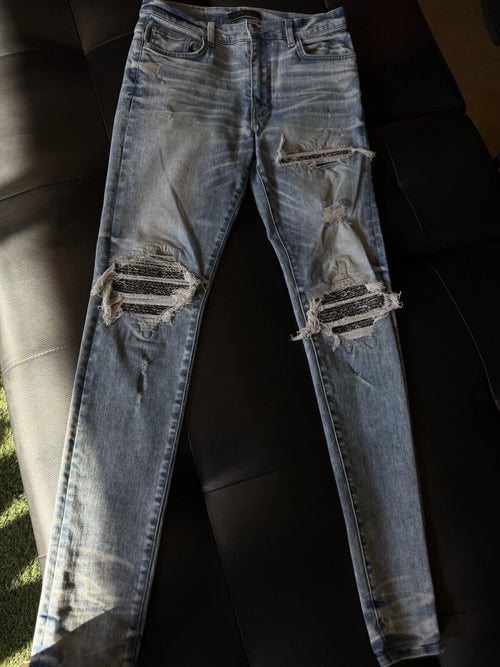 Amiri Jeans Blue MX1 Black Bandanna - Deadstockdenimla