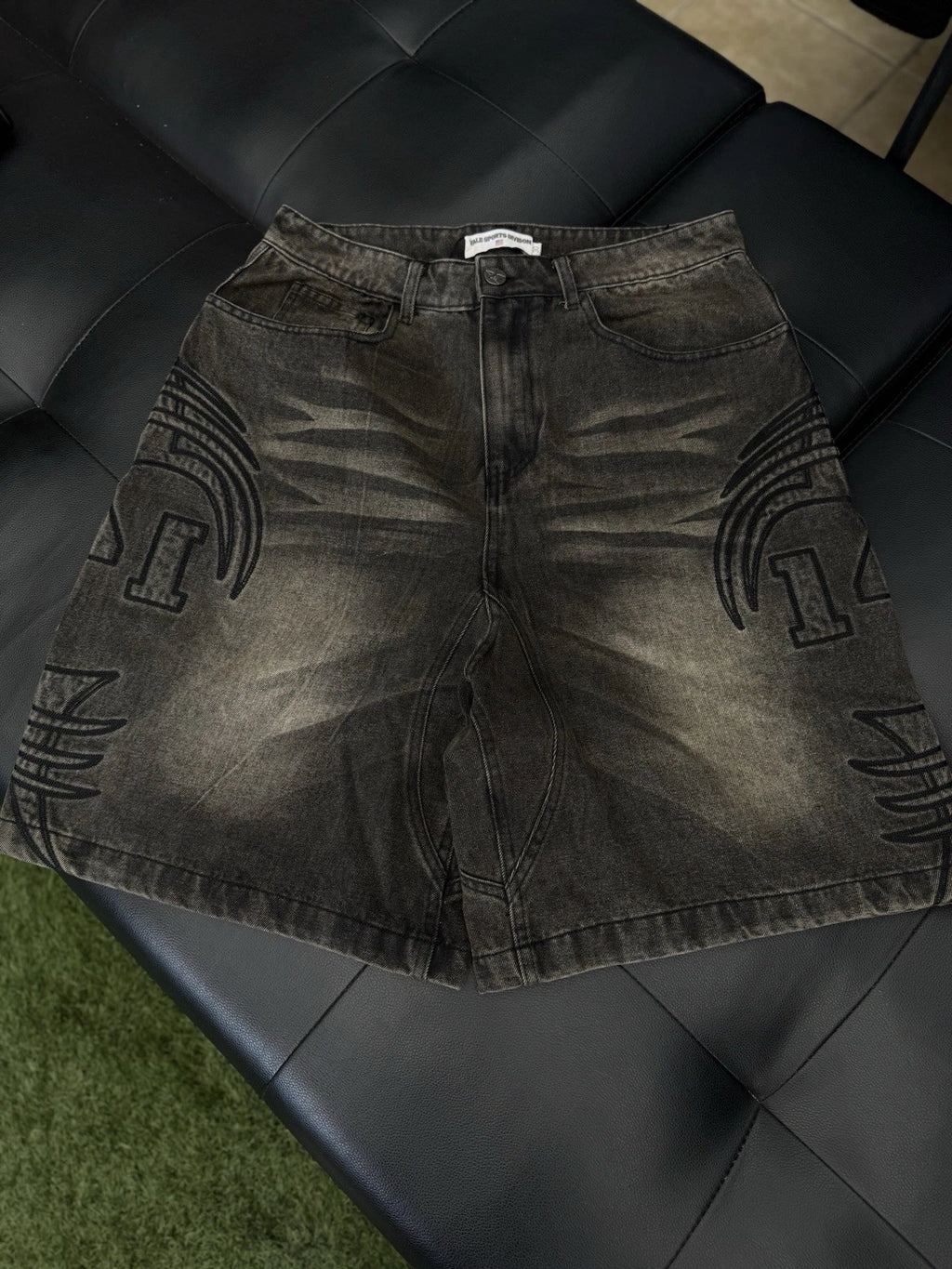 Vale Lives Forever Denim Jorts Shorts Black - Deadstockdenimla