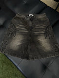 Vale Lives Forever Denim Jorts Shorts Black - Deadstockdenimla