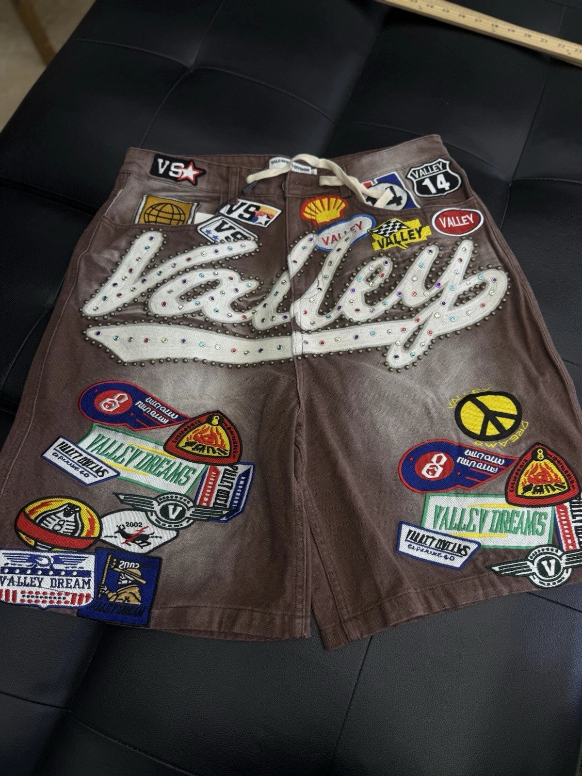 Valley Brown Denim Patchwork Shorts - Deadstockdenimla