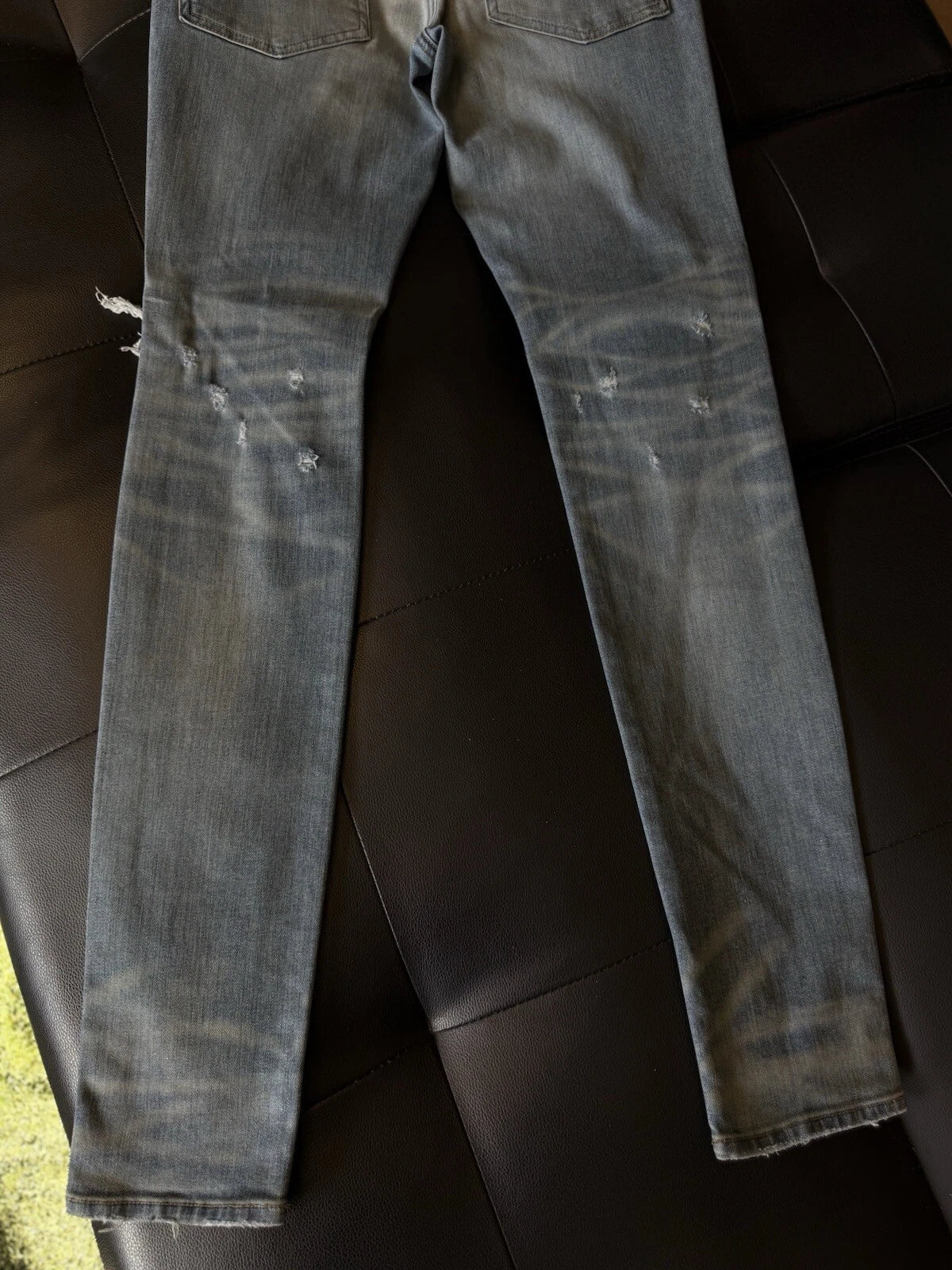 Amiri Jeans Blue Glitter Shiny Knee - Deadstockdenimla