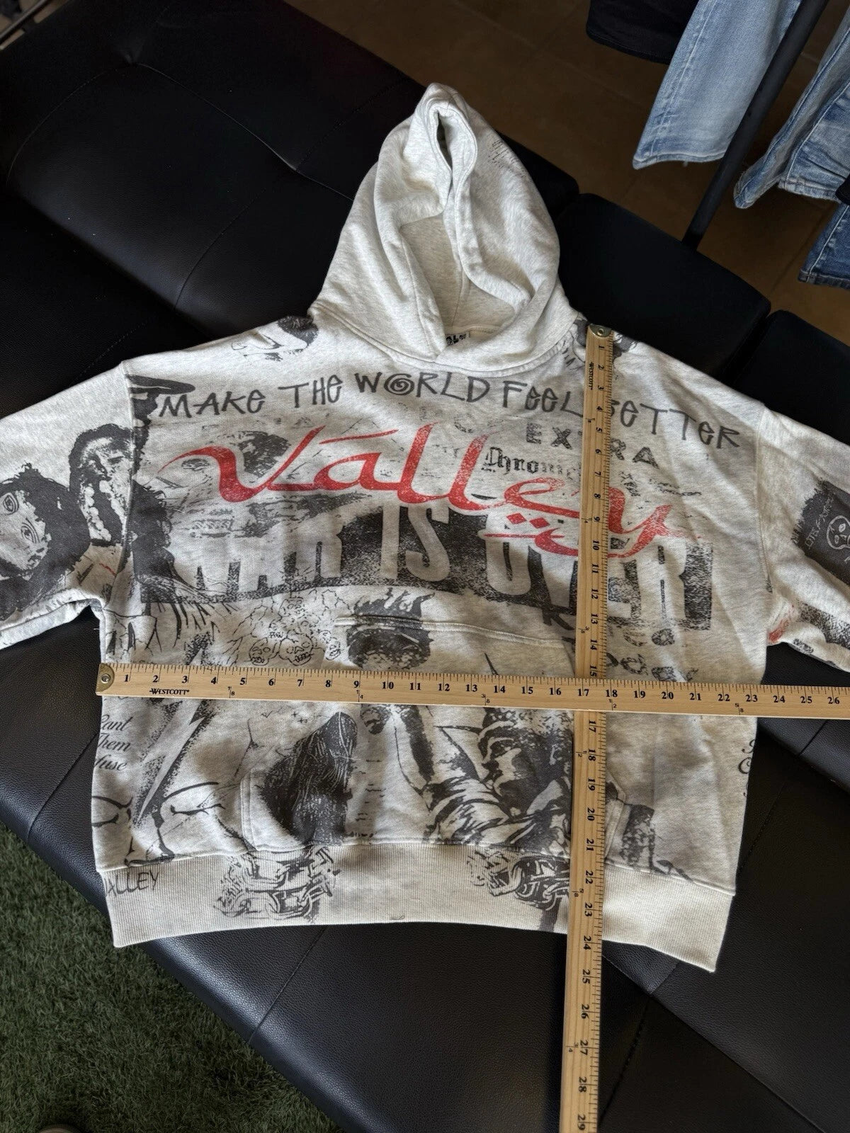 Vale Mural Pull Over Hoodie Grey - Deadstockdenimla