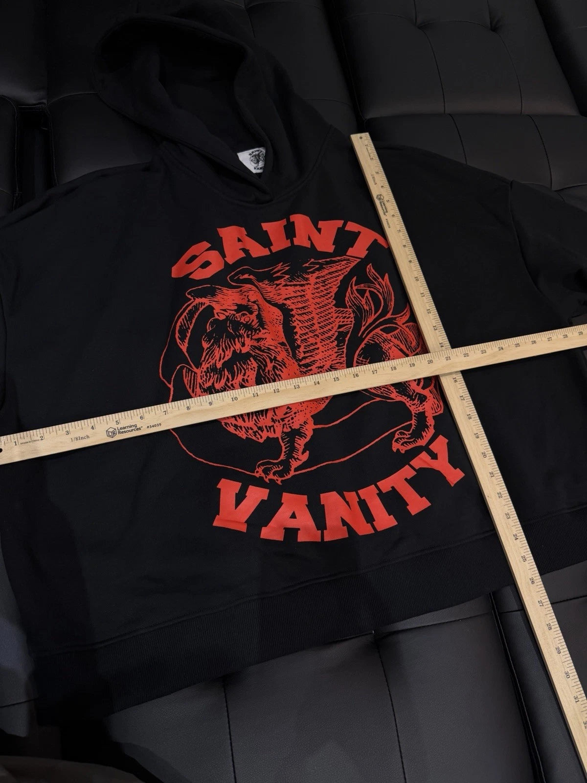 Saint Vanity Pullover Hoodie Black Red - Deadstockdenimla