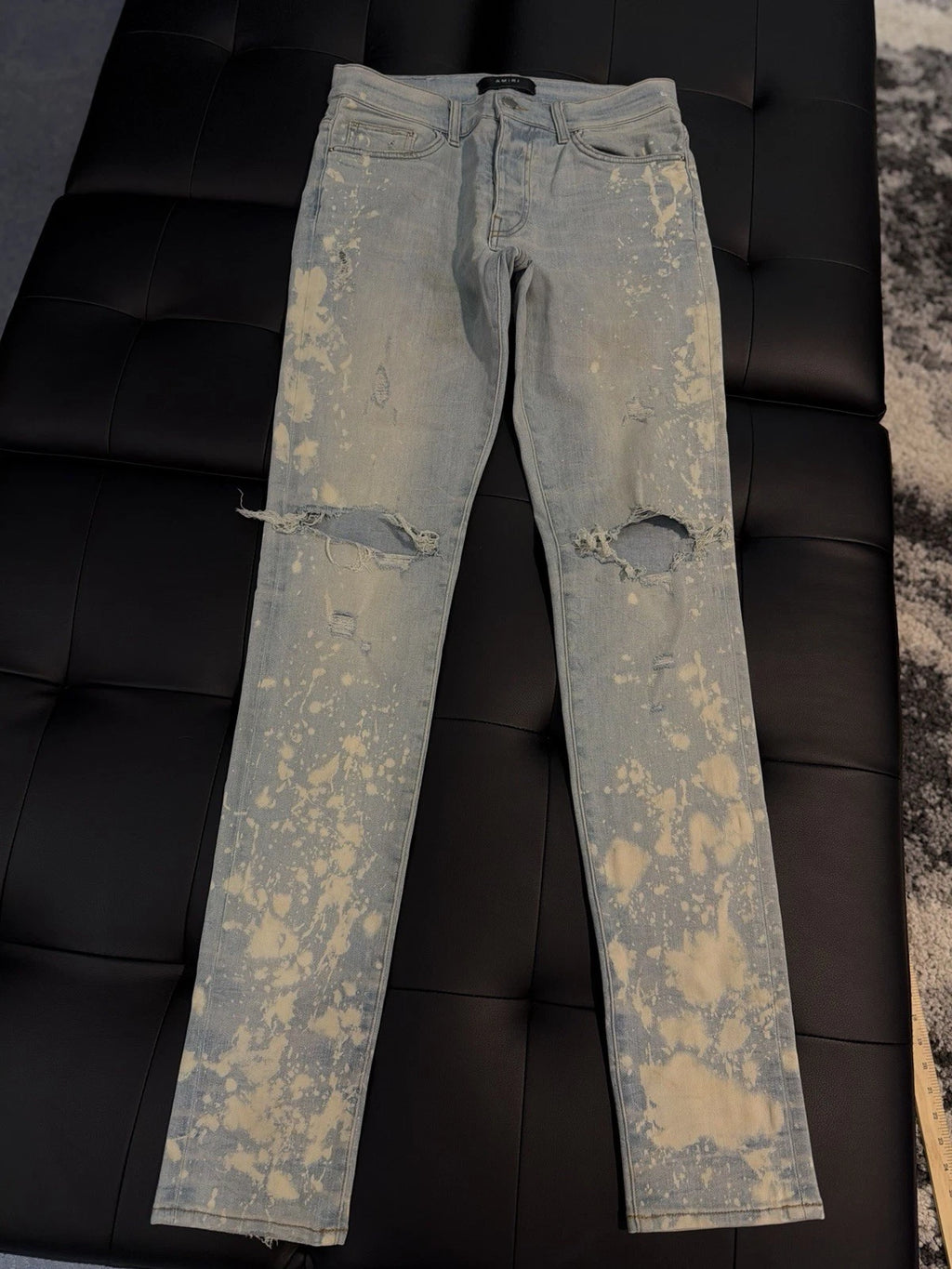 Amiri Blue White Splat Pants Jeans - Deadstockdenimla