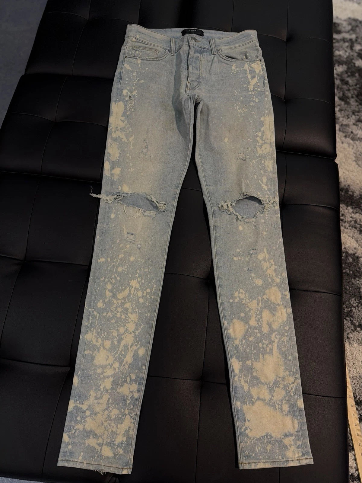 Amiri Blue White Splat Pants Jeans - Deadstockdenimla