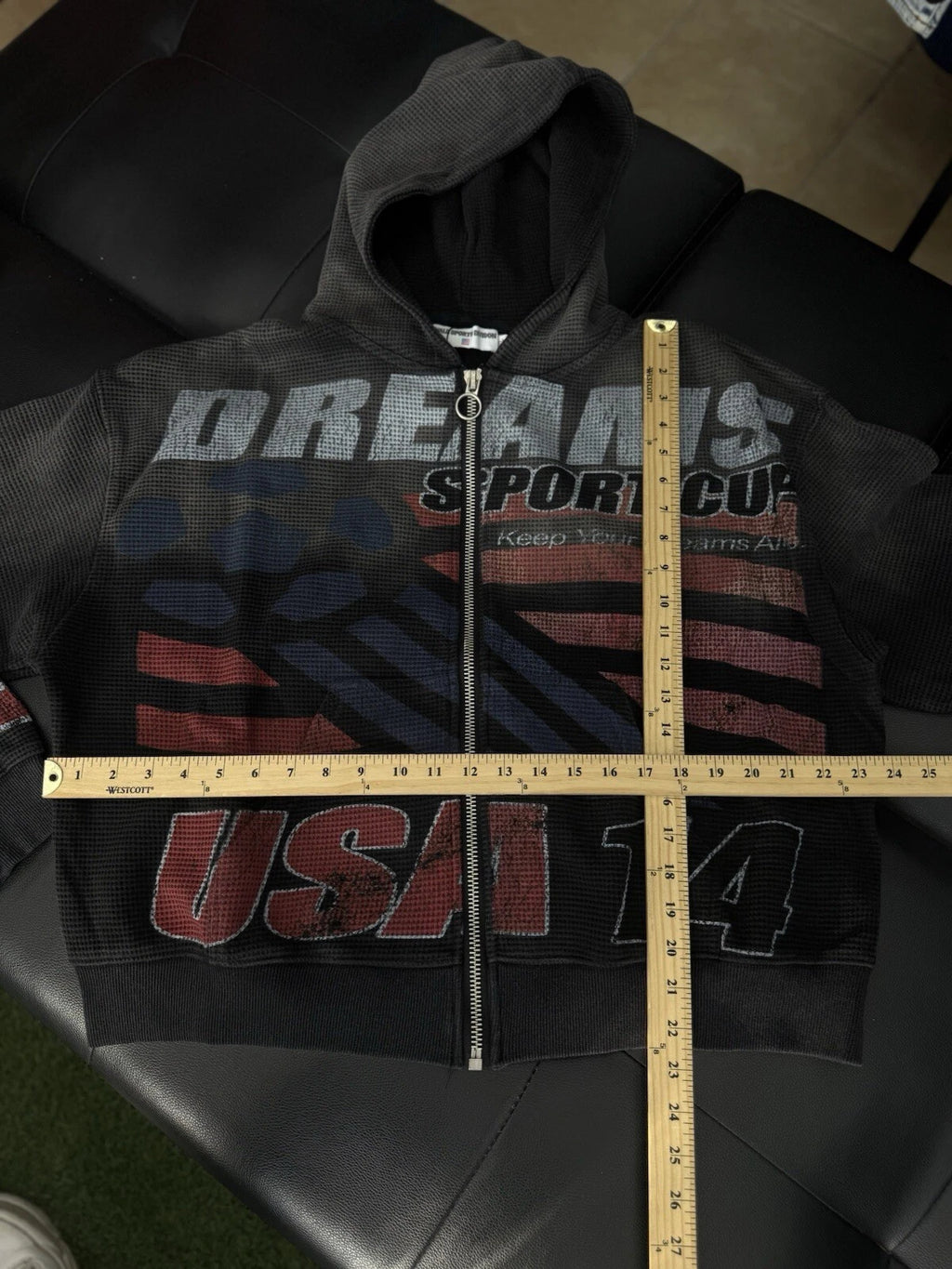 Vale Black Zip Up Hoodie Thermal - Deadstockdenimla
