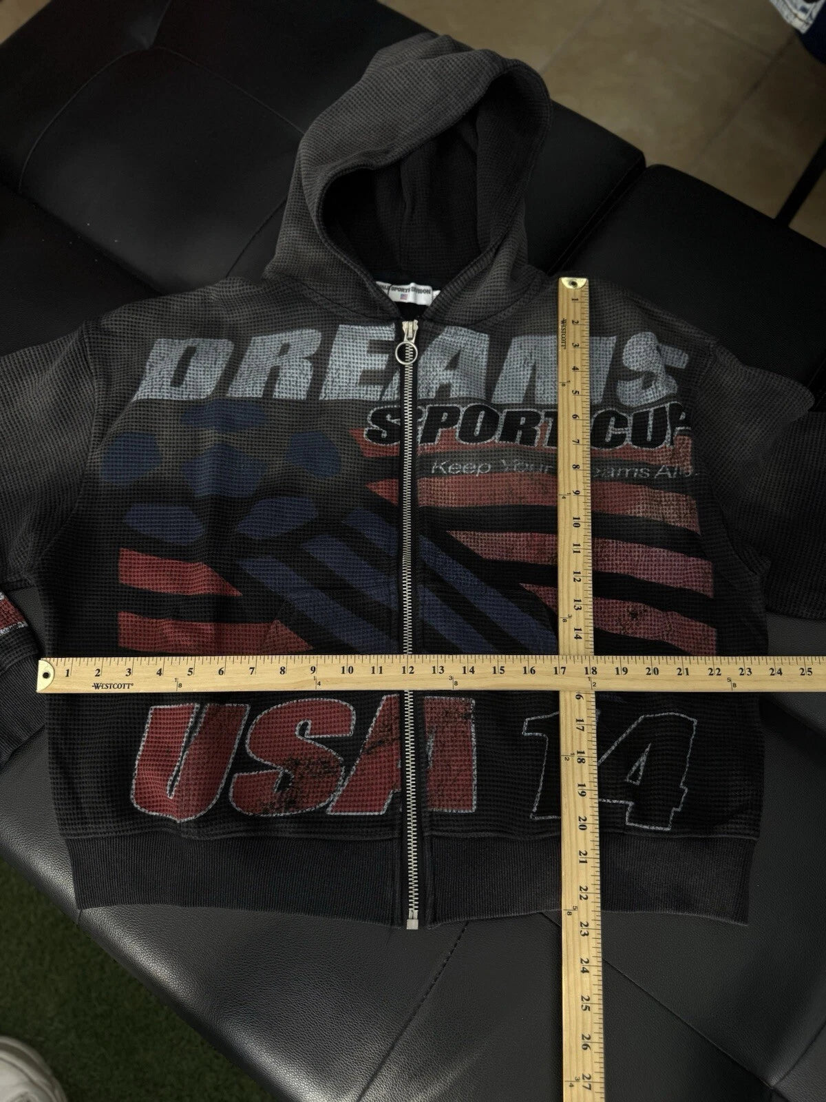 Vale Black Zip Up Hoodie Thermal - Deadstockdenimla