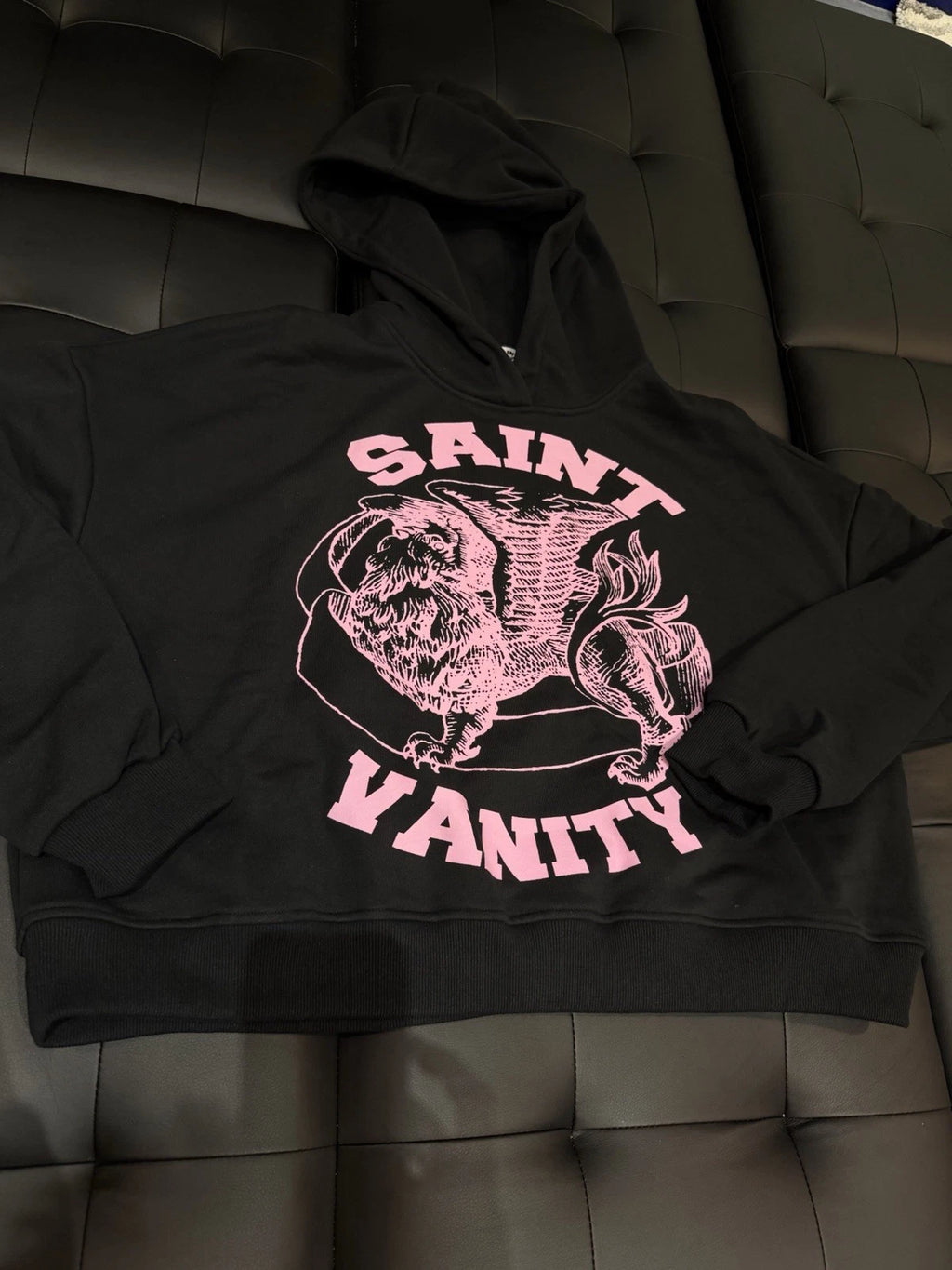 Saint Vanity Pullover Hoodie Pink Black - Deadstockdenimla