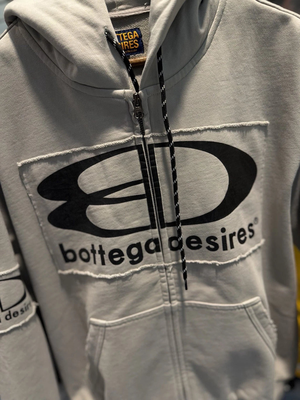 Bottega Desires Grey Zip-Up Hoodie - Deadstockdenimla