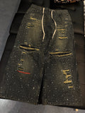 Valley Baggy Crystal Stone Denim Blue Jeans - Deadstockdenimla