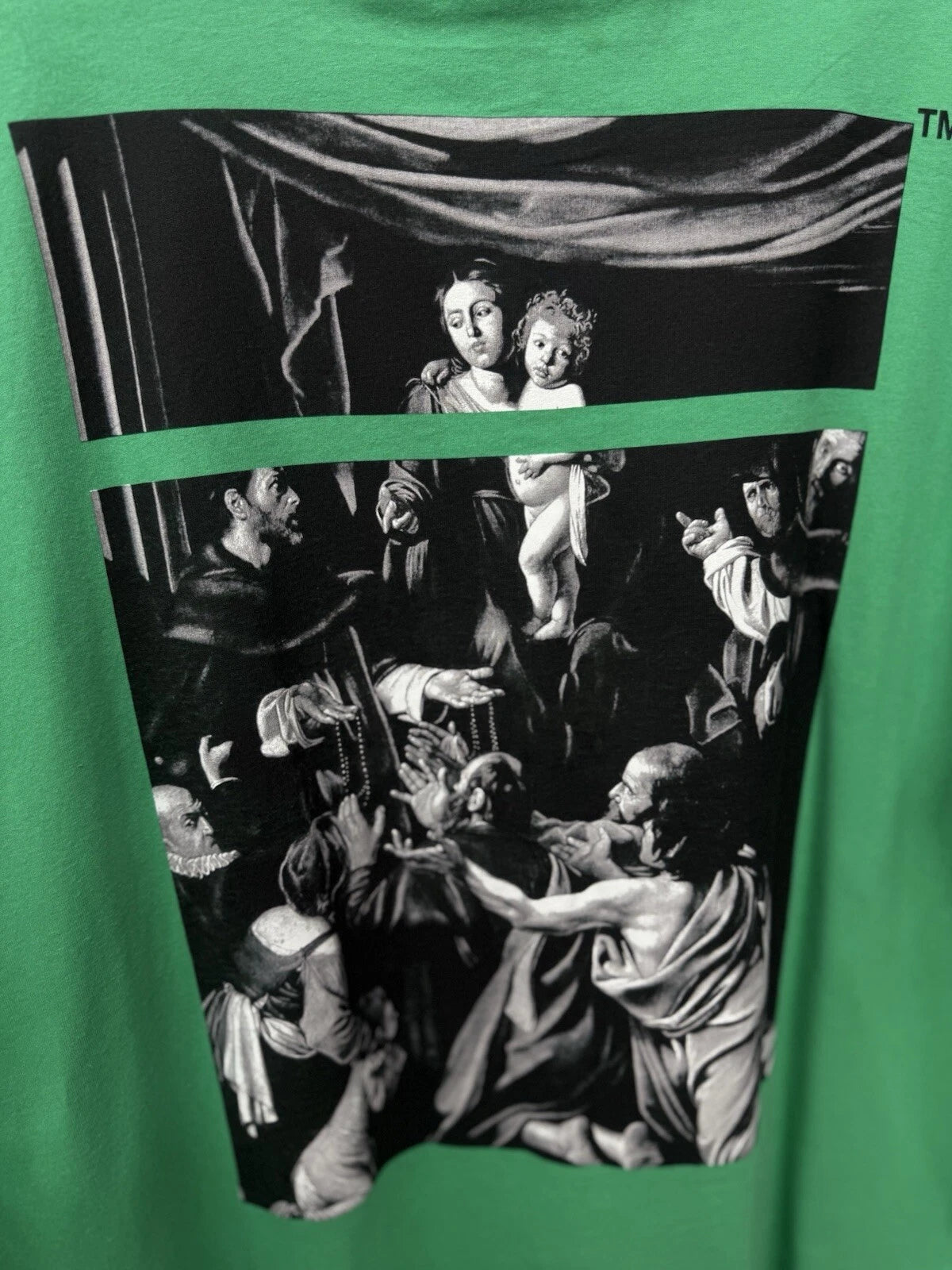 Off-White Cotton Green/White T-Shirt - Deadstockdenimla