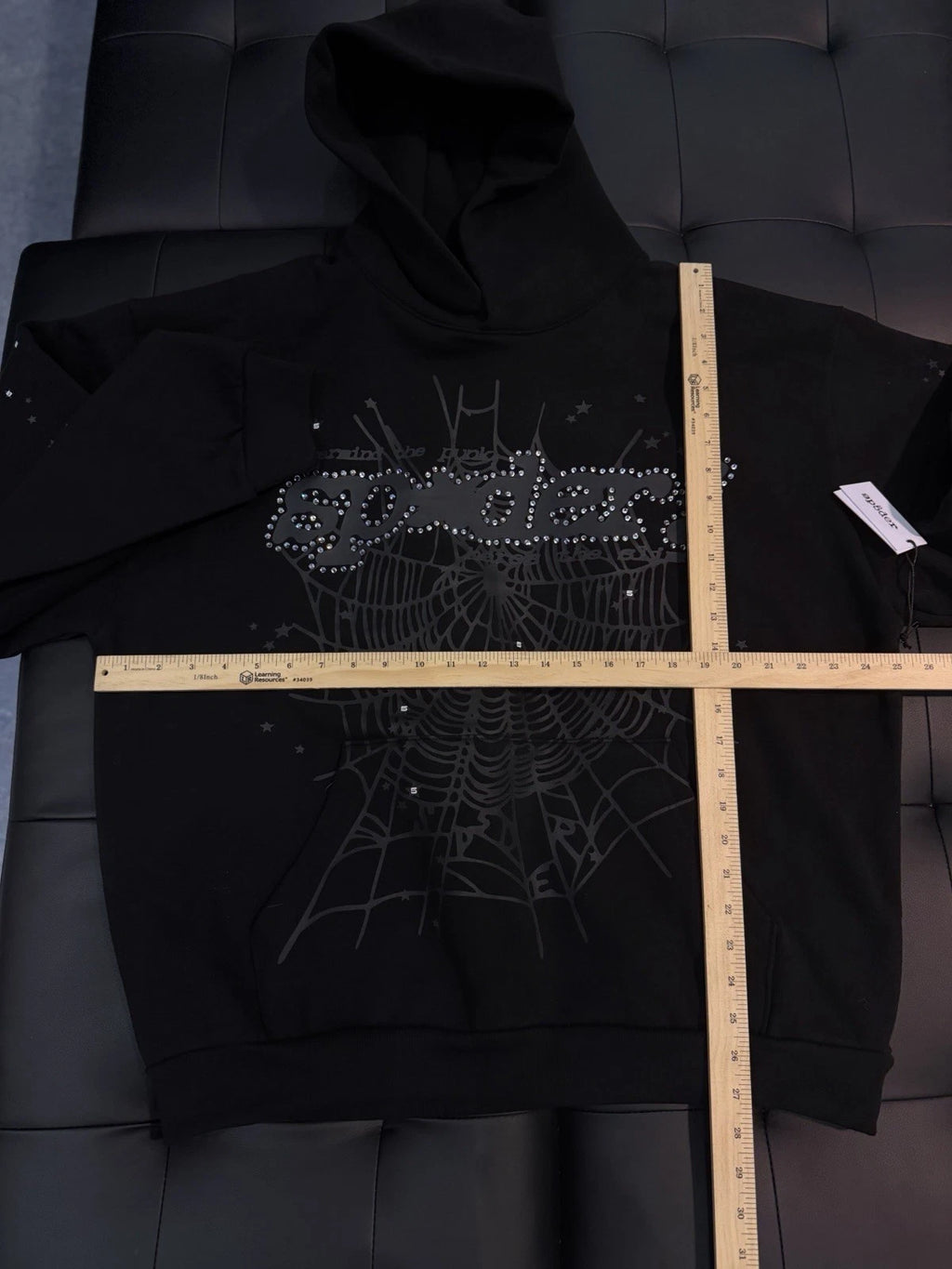 Sp5der Black VVS Stone Hoodie - Deadstockdenimla