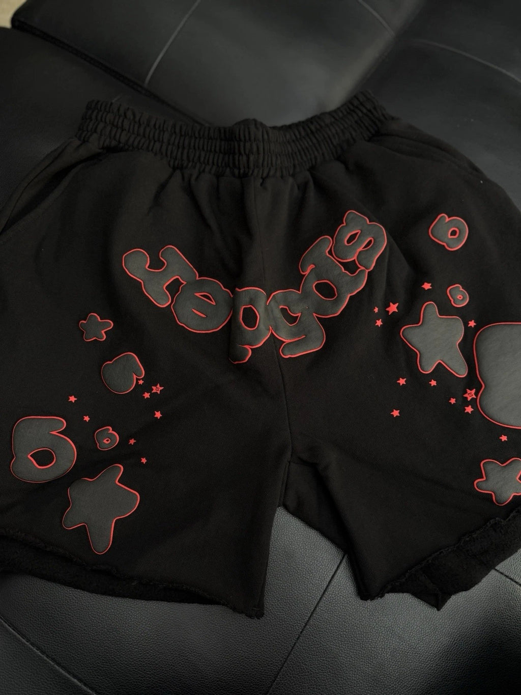 Sp5der OG Web V2 Phantom Sweat shorts Black/Red - Deadstockdenimla