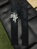 Amiri Angle Jeans Black Leg Logo - Deadstockdenimla