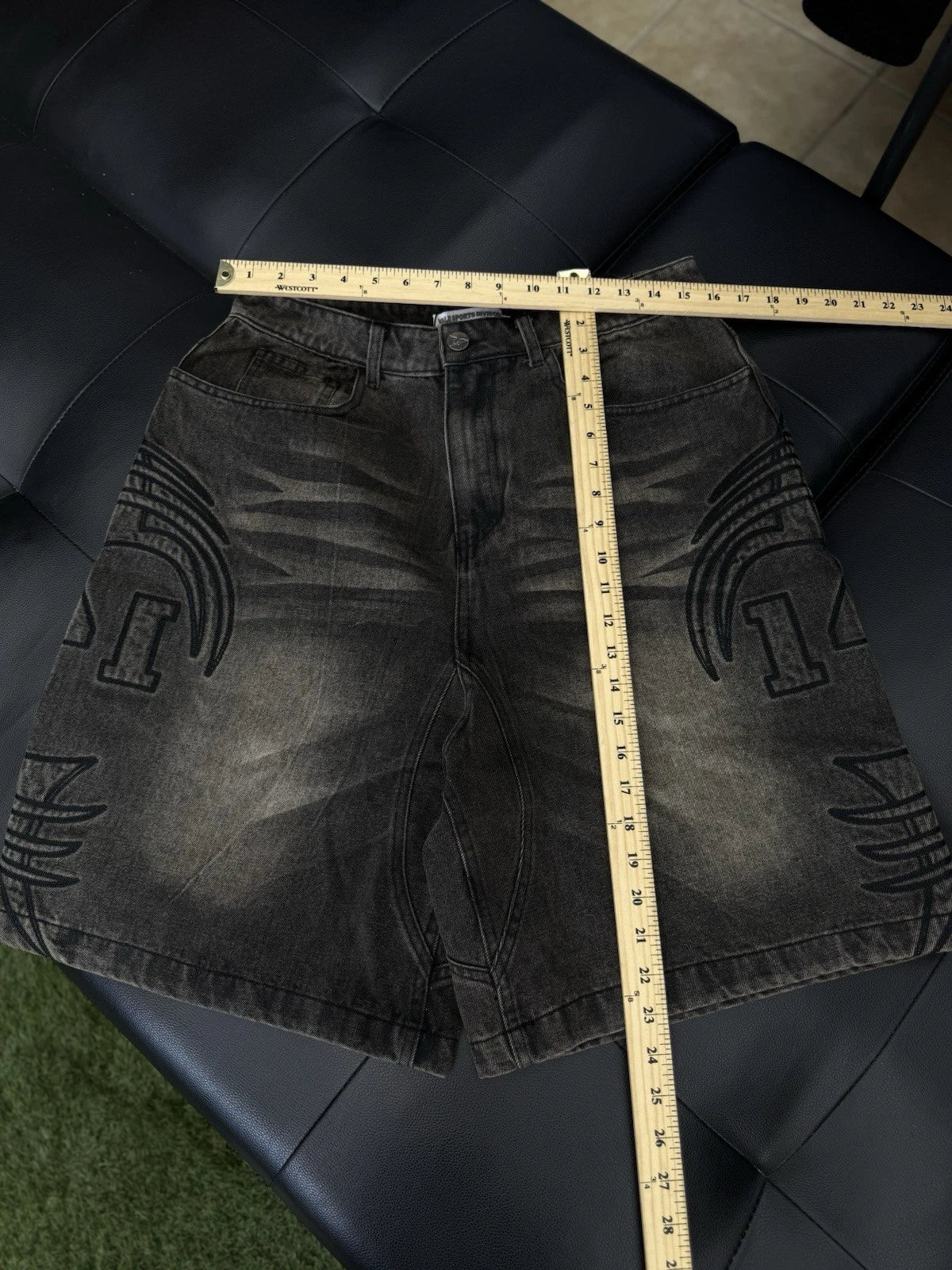 Vale Lives Forever Denim Jorts Shorts Black - Deadstockdenimla