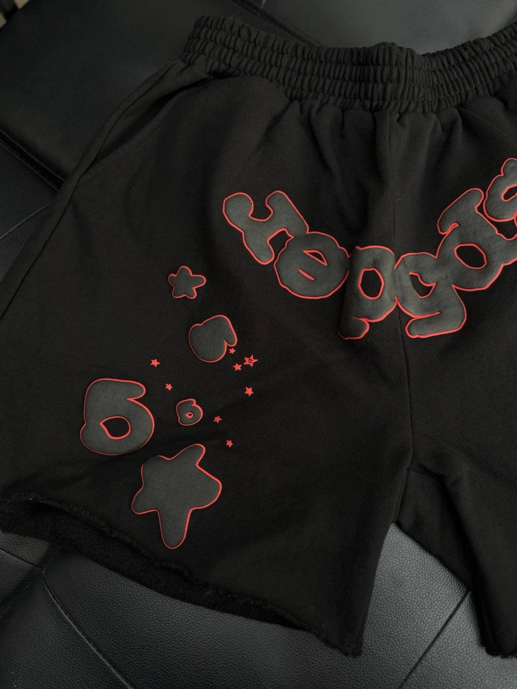 Sp5der OG Web V2 Phantom Sweat shorts Black/Red - Deadstockdenimla