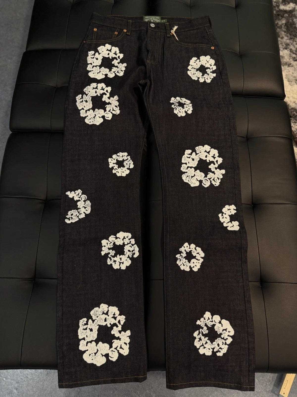 Denim Tears Dark Washed Blue Cotton Wreath Jeans - Deadstockdenimla