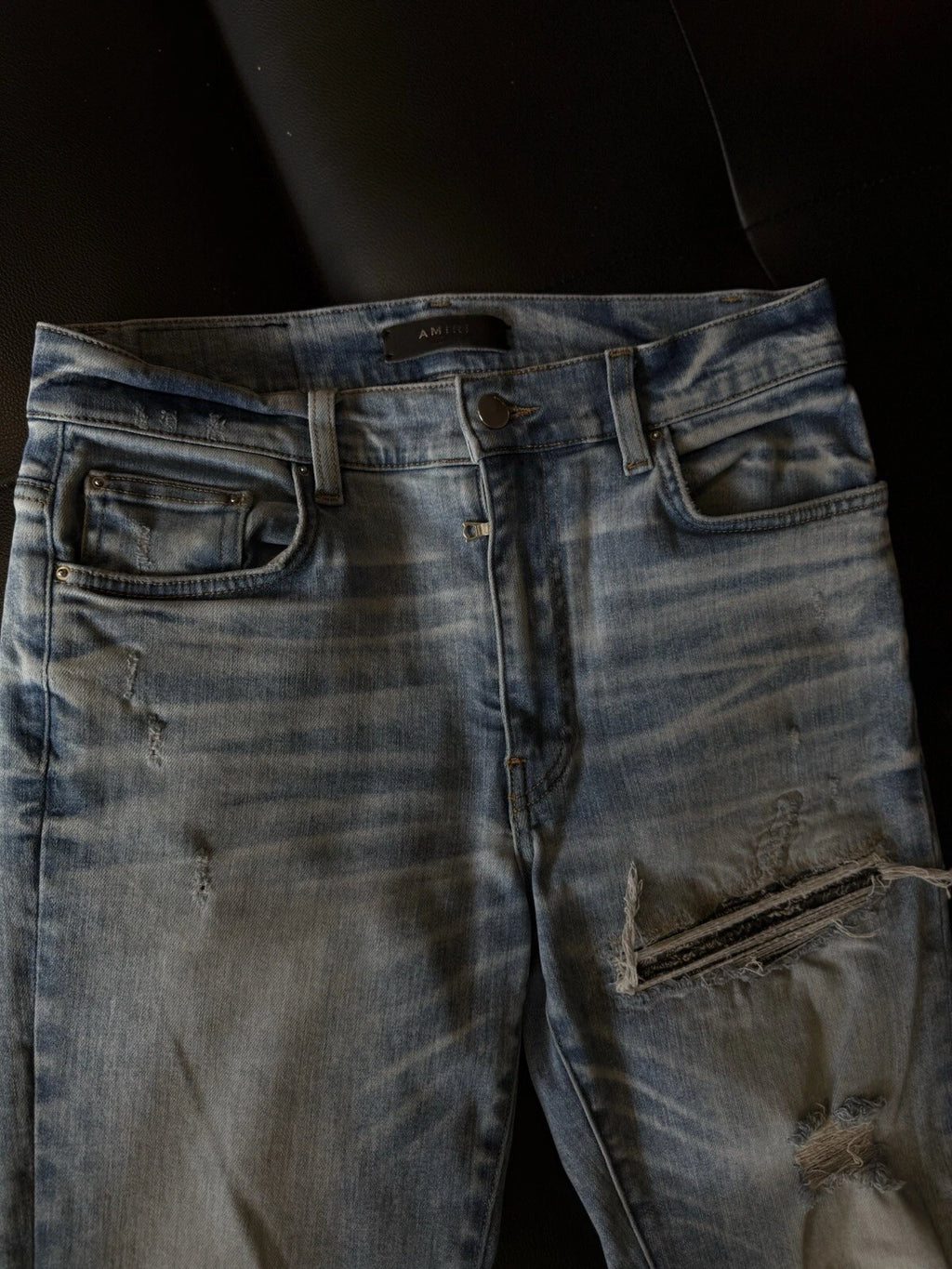 Amiri Jeans Blue MX1 Black Bandanna - Deadstockdenimla