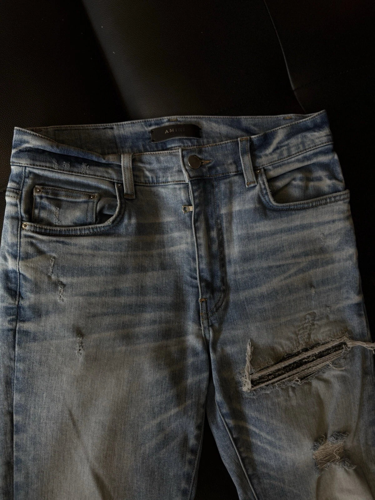 Amiri Jeans Blue MX1 Black Bandanna - Deadstockdenimla