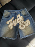 F**K EM Denim Shorts Patchwork - Deadstockdenimla