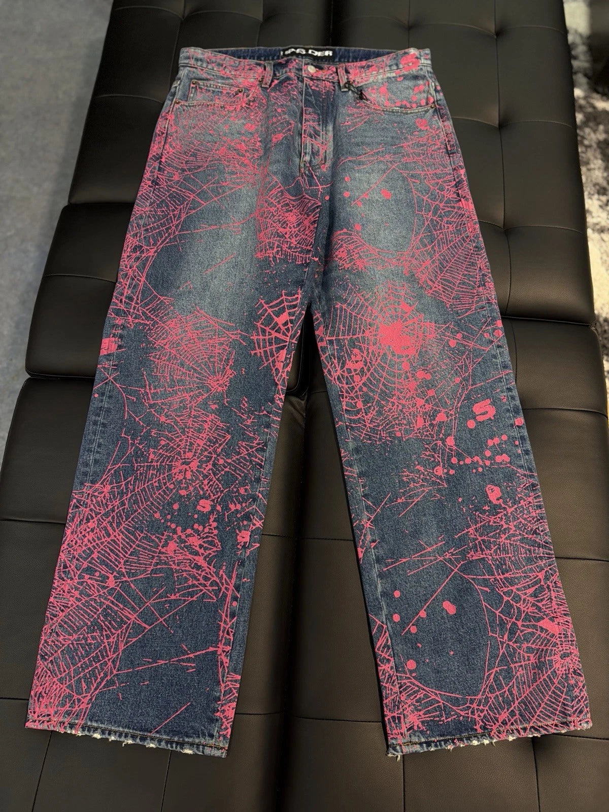 Sp5der Denim Blue/Pink Jeans - Deadstockdenimla