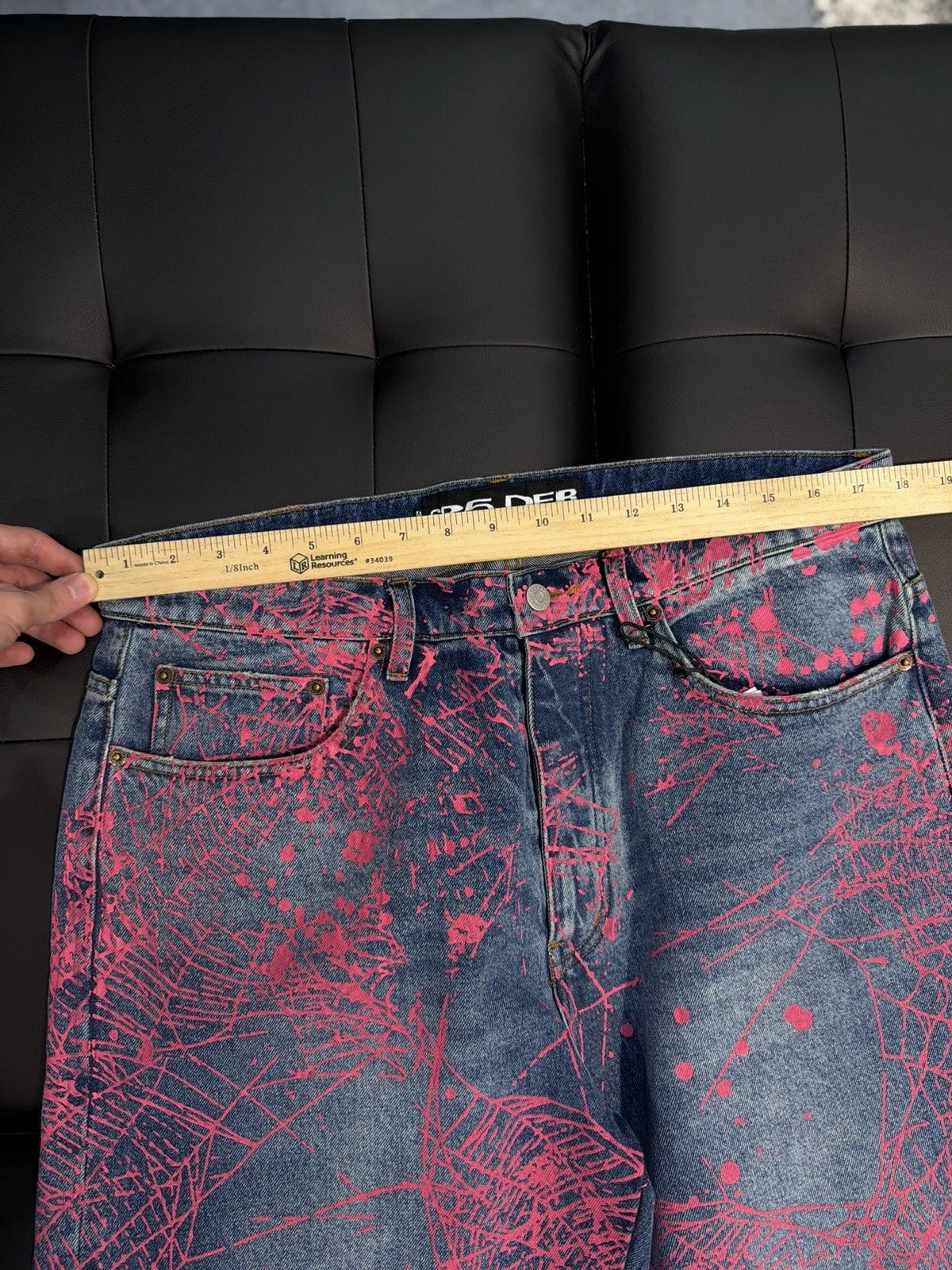 Sp5der Denim Blue/Pink Jeans - Deadstockdenimla
