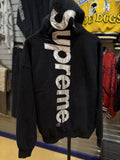 Supreme Satin Appliqué Black Pullover Hoodie