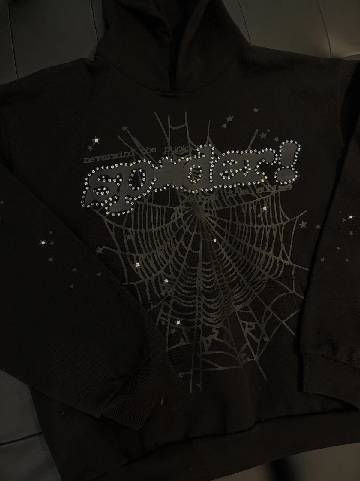 Sp5der Black VVS Stone Hoodie - Deadstockdenimla