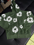 Denim Tears Cotton Wreath Green Zip Up Hoodie - Deadstockdenimla
