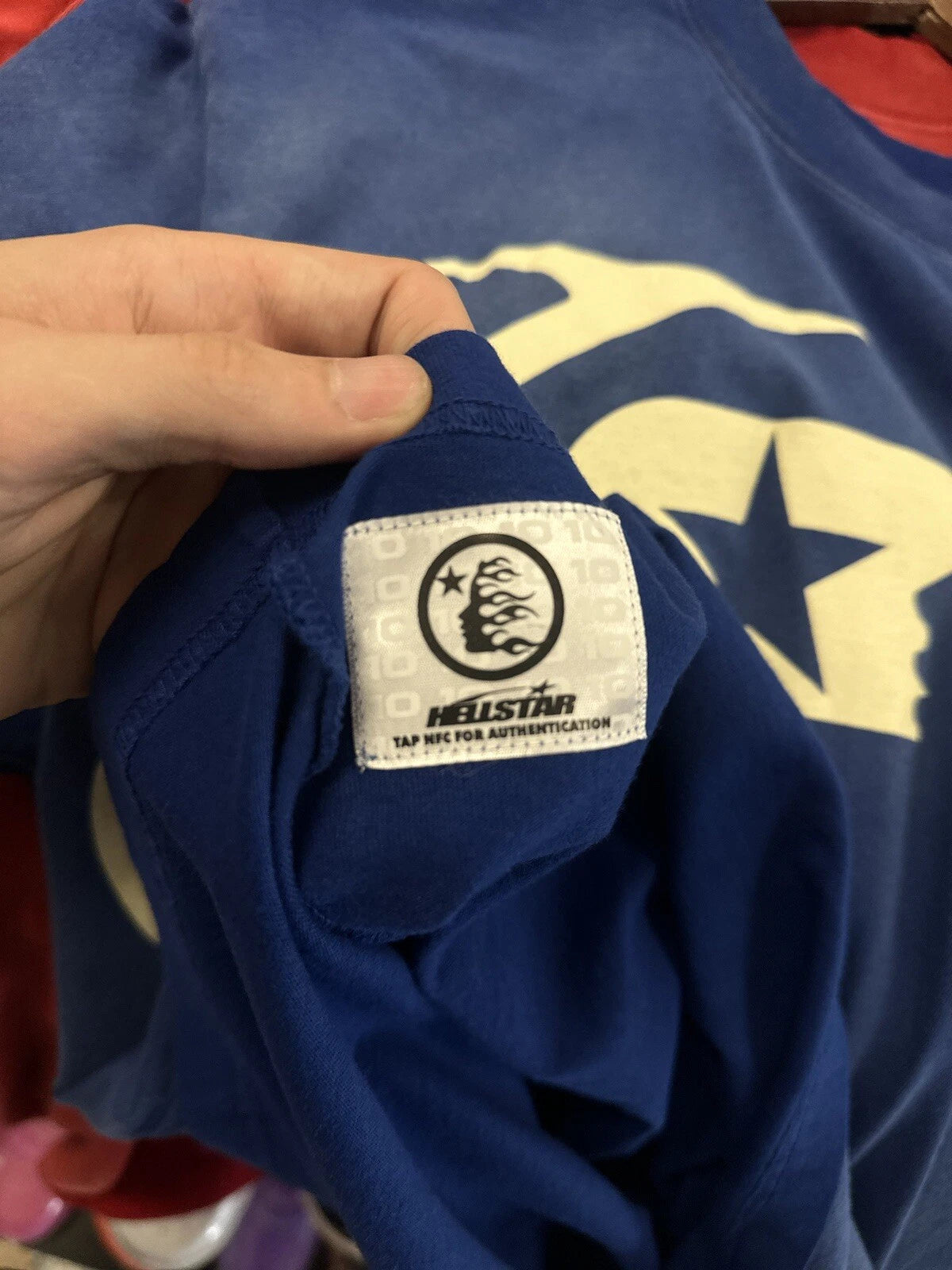 Hellstar Warm Up T-Shirt Blue - Deadstockdenimla