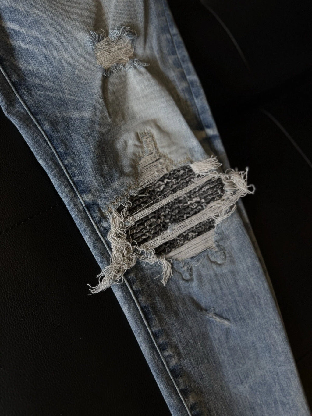 Amiri Jeans Blue MX1 Black Bandanna - Deadstockdenimla