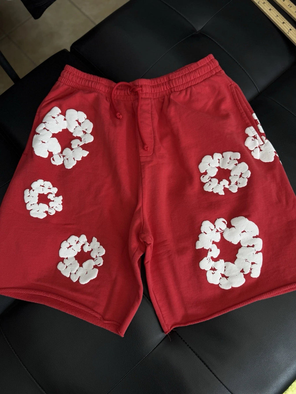 Denim Tears Cotton Wreath Shorts Red - Deadstockdenimla