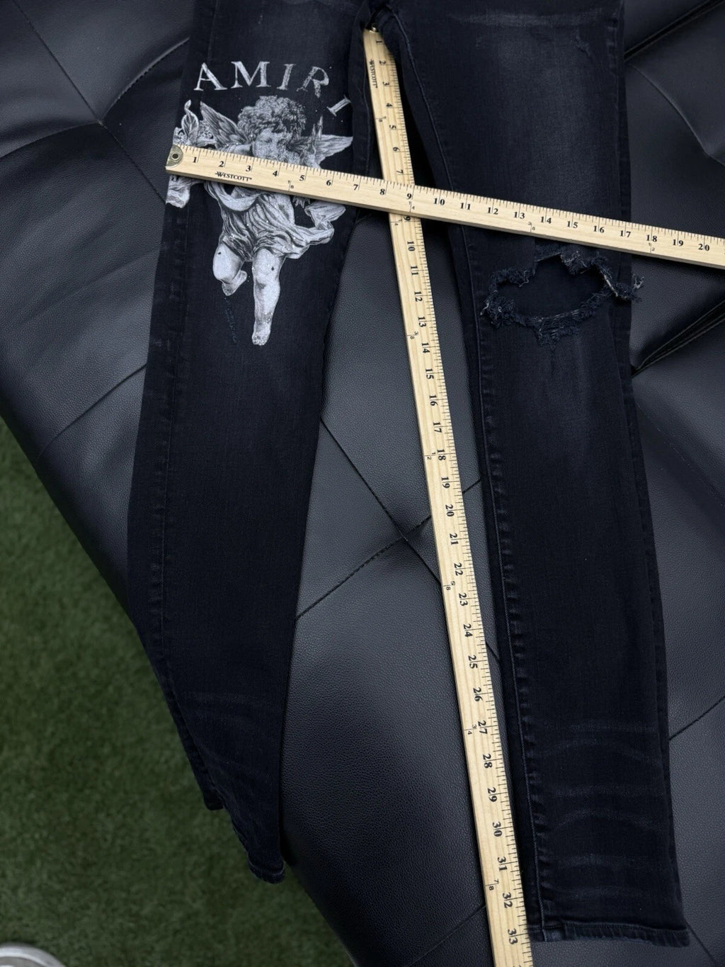 Amiri Angle Jeans Black Leg Logo - Deadstockdenimla