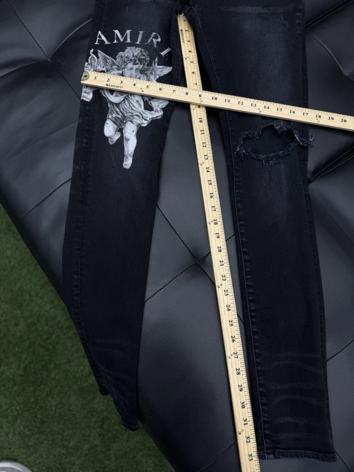 Amiri Angle Jeans Black Leg Logo - Deadstockdenimla