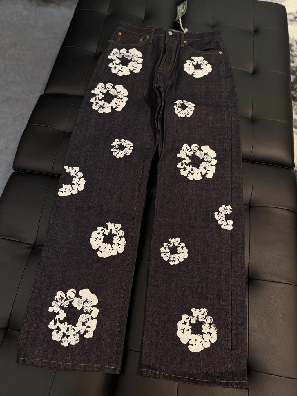 Denim Tears Dark Washed Blue Cotton Wreath Jeans - Deadstockdenimla
