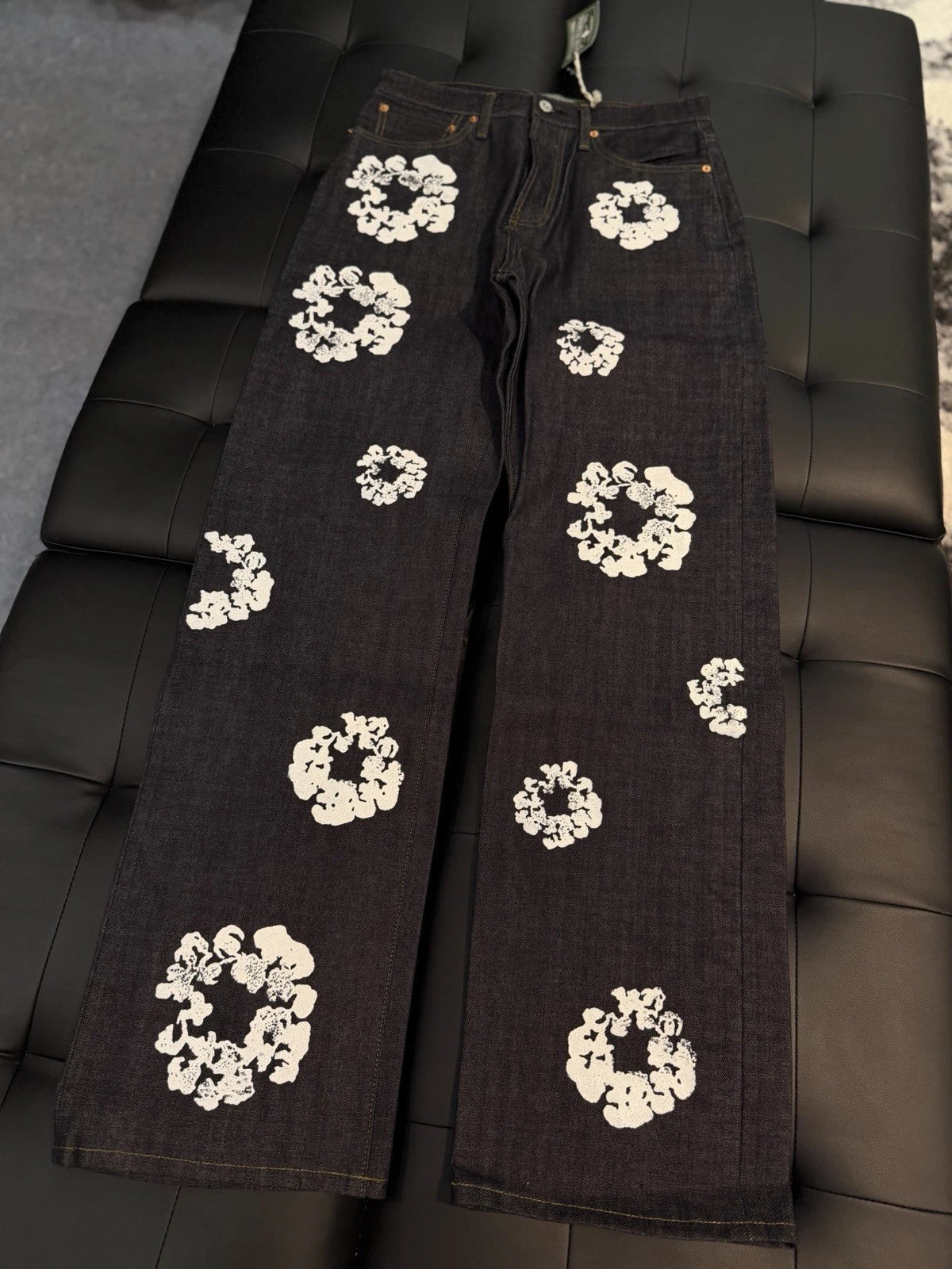 Denim Tears Dark Washed Blue Cotton Wreath Jeans - Deadstockdenimla