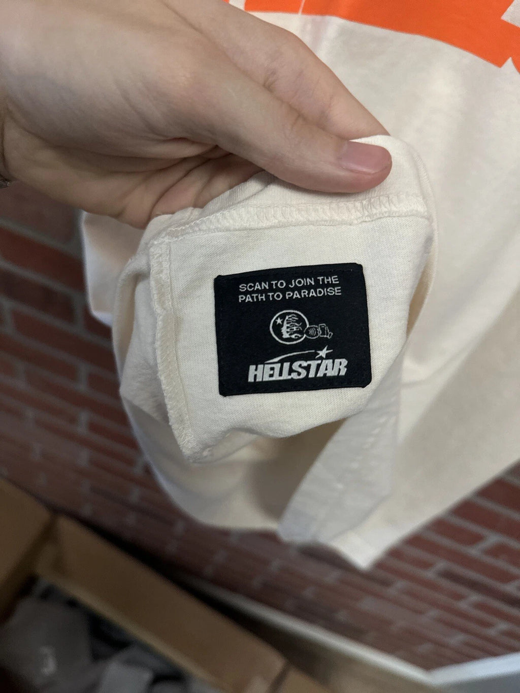 Hellstar Classic White T Shirt Orange - Deadstockdenimla