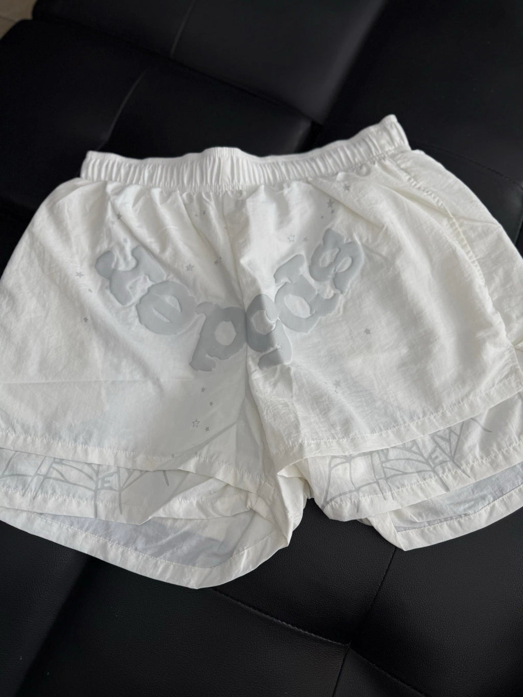 Sp5der White OG Double Layer Shorts - Deadstockdenimla