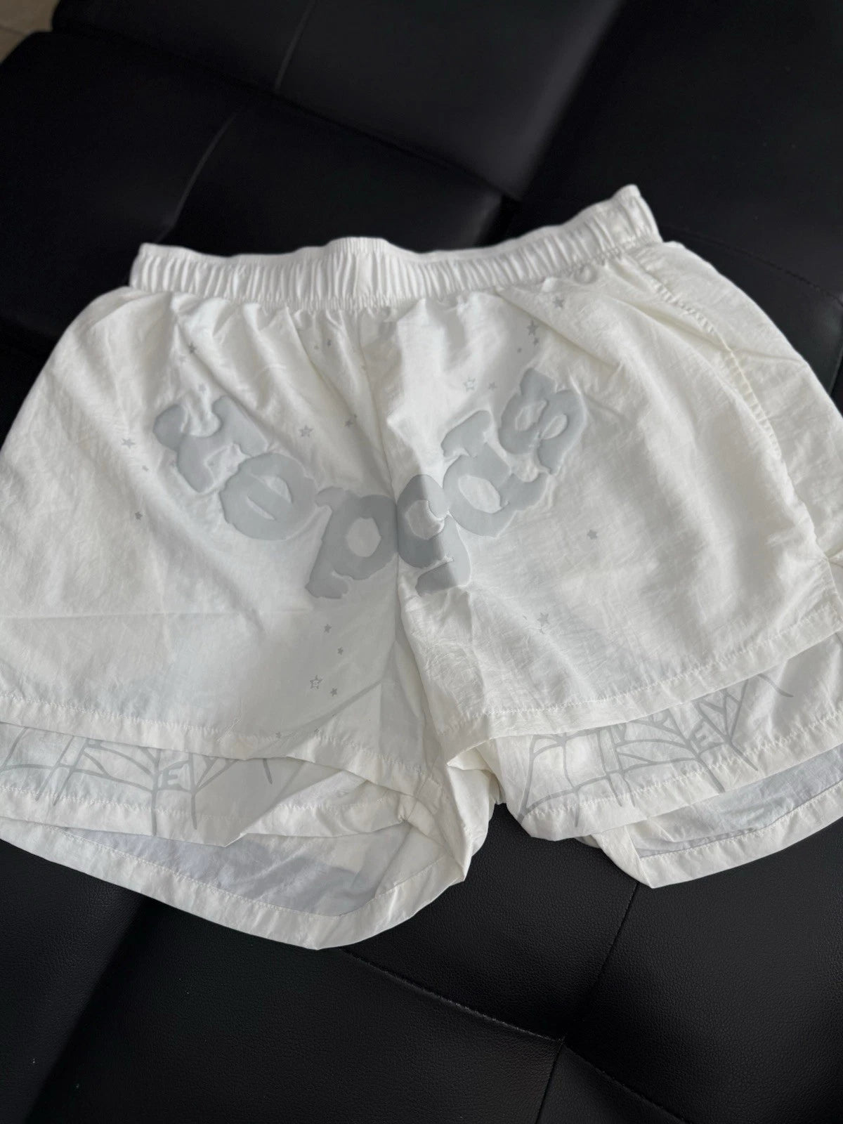 Sp5der White OG Double Layer Shorts - Deadstockdenimla