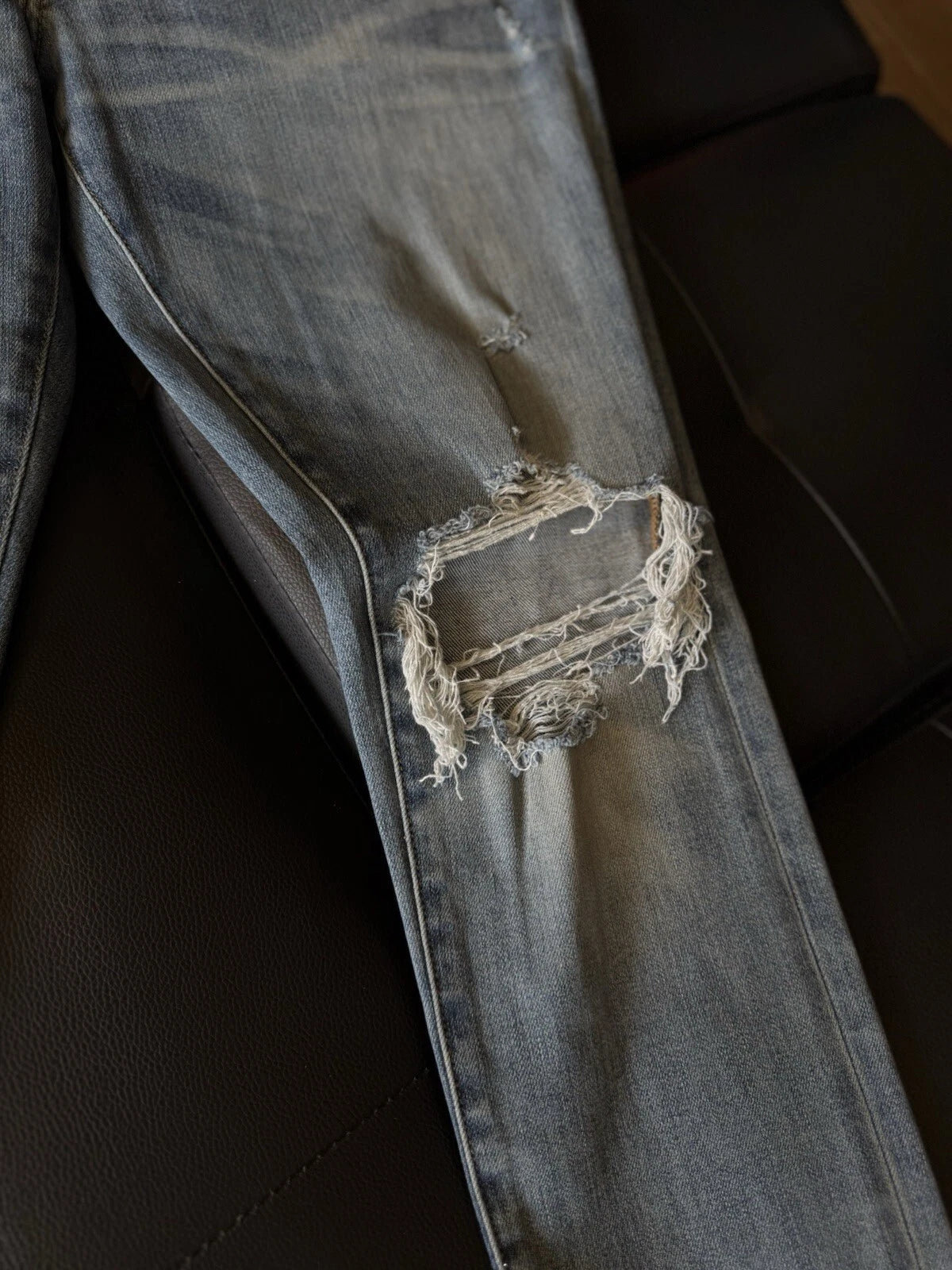 Amiri Jeans Blue Glitter Shiny Knee - Deadstockdenimla