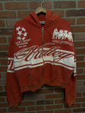 Vale Hoodie Red White Zip Up - Deadstockdenimla