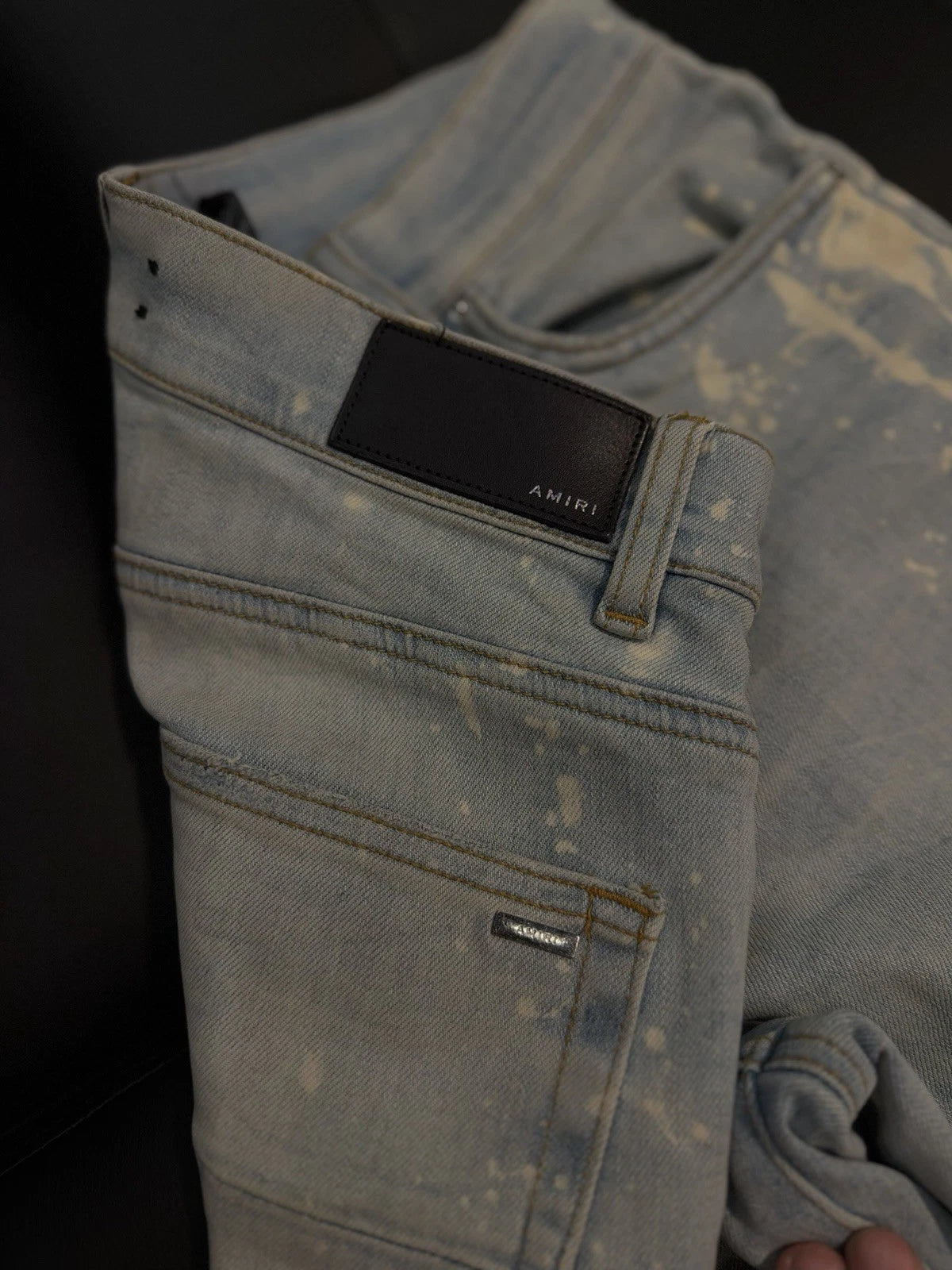 Amiri Blue White Splat Pants Jeans - Deadstockdenimla