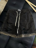 Valley Denim Studded Shorts Black/Brown - Deadstockdenimla