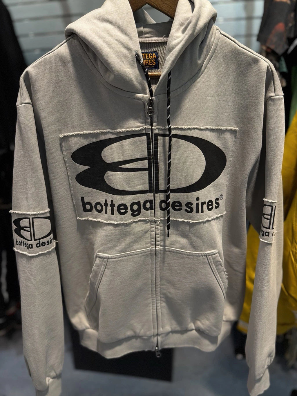 Bottega Desires Grey Zip-Up Hoodie - Deadstockdenimla