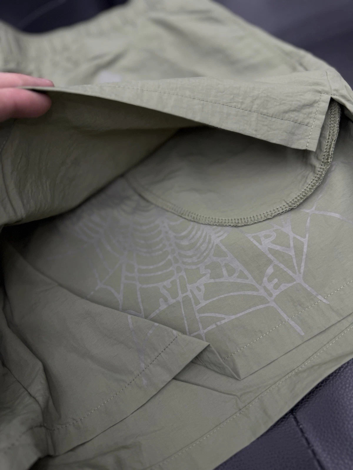 Sp5der Green OG Double Layer Shorts - Deadstockdenimla
