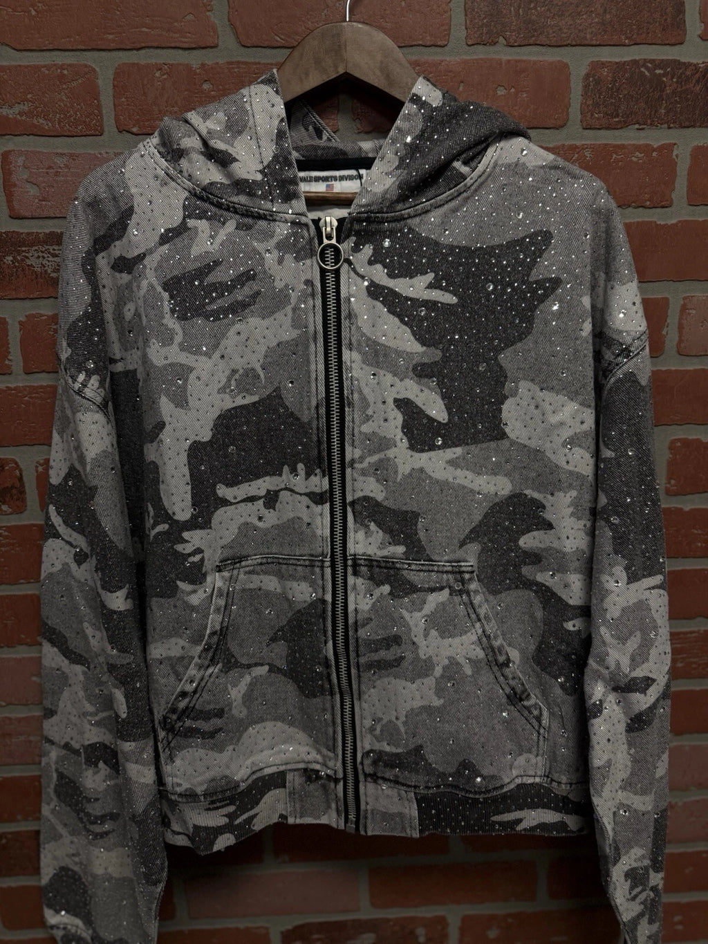 Vale Crystal Stone All Over Hoodie White Camo - Deadstockdenimla