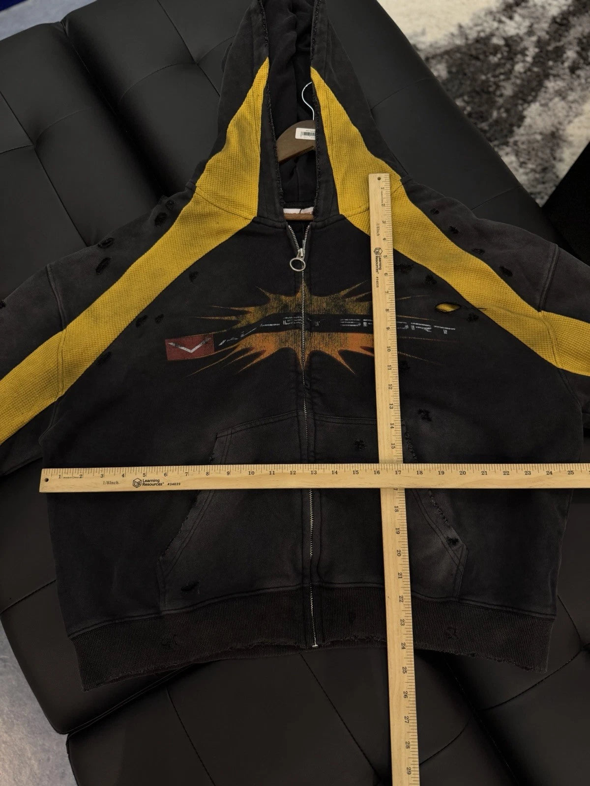 Vale Zip Up Black Yellow Hoodie - Deadstockdenimla