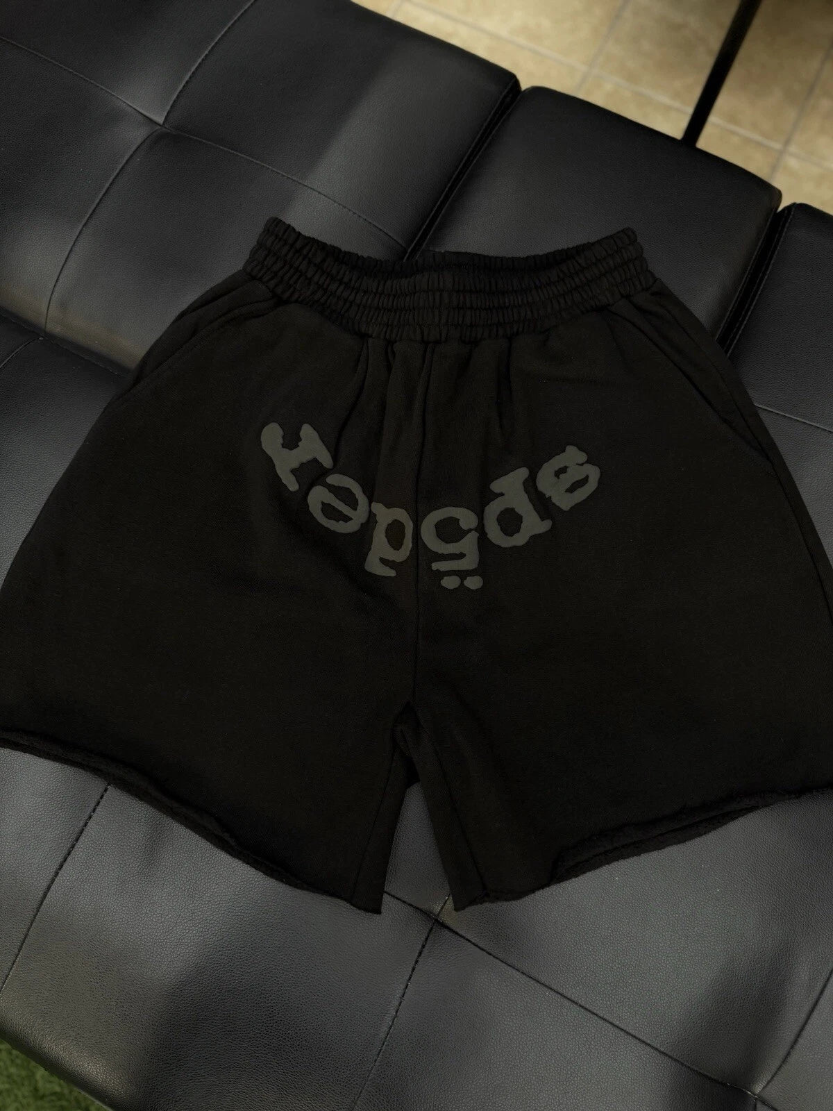 Spider Worldwide Sp5der OG Web Sweat Shorts Black - Deadstockdenimla