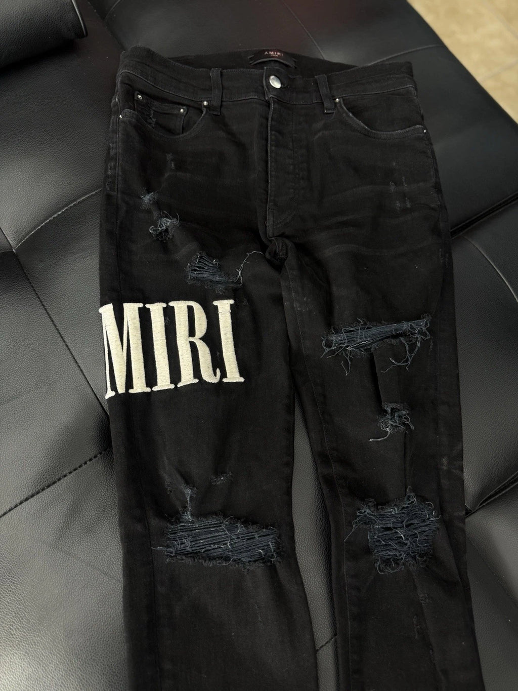 Amiri Jeans Black Logo - Deadstockdenimla